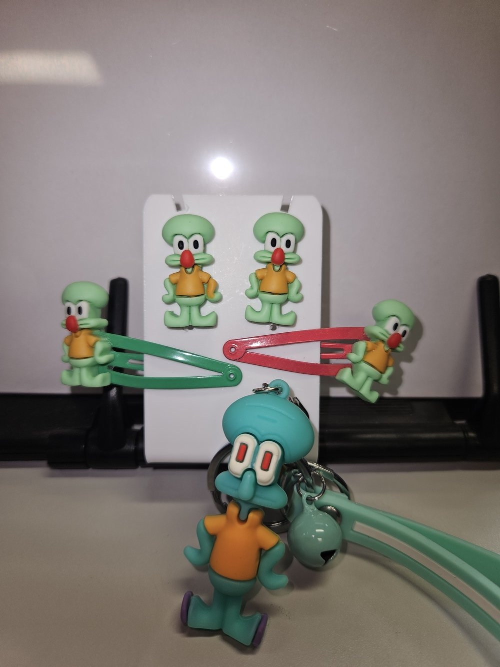 Squidward Character Hair Clips & Keychain & Earrings